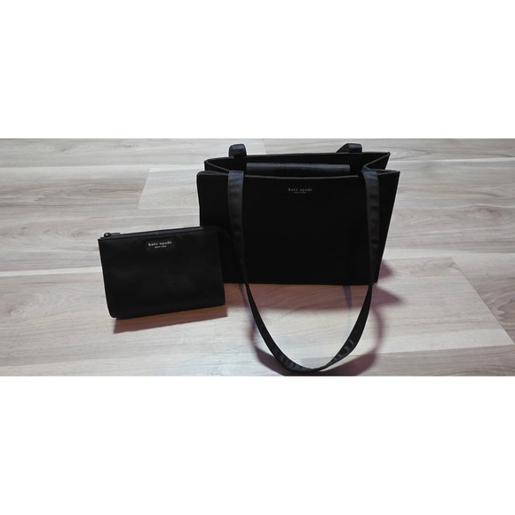 kate spade new york Handbags - Kate Spade New York Black Shoulder Bag Logo Accent Inner Pockets Matching Pouch